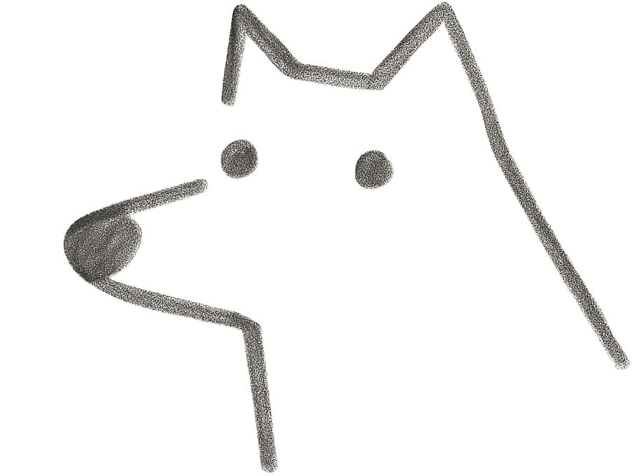 Graphite outline of a dog's head