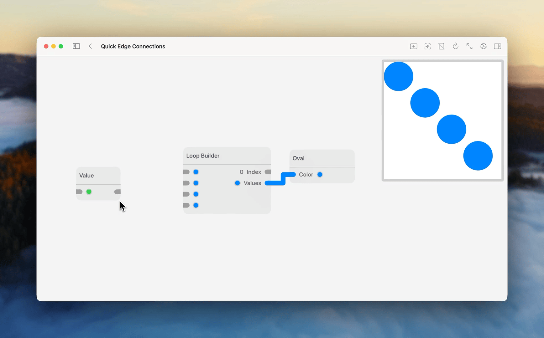 Quick connections workflow inside Stitch